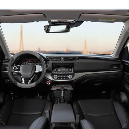 GIANT PANDA Microfiber Leather Steering Wheel Cover for Honda Accord,Civic,CR-V,HR-V,Pilot(Black+Gray-Standard Size)