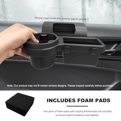 Car Window Multifunctional Storage Organizer, Vehicle Door Side Hanging Storage Rack with Cup Holder, Auto Window Mount Organizer for Cell Phone Earphone Key Water Cup