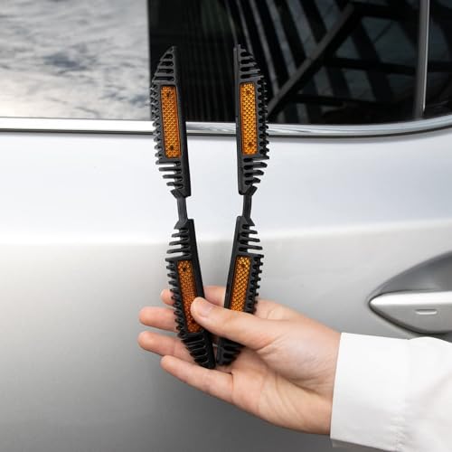 4PCS Car Door Guard Protector Edge Strip Cover Reflectors Anti-collision Sticker for vans, trucks, pickups, RVs, and more (Yellow)