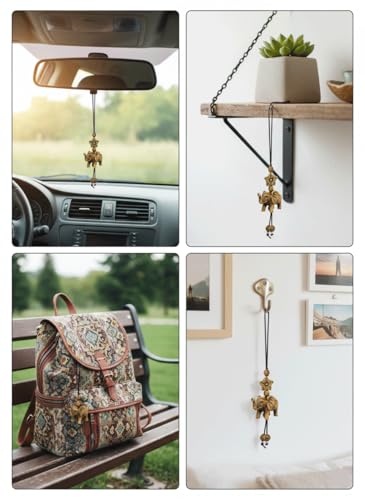Lucky Elephant Pendant Charm for Car Rear View Mirror, Bag, or Home Decor – Handcrafted Resin Elephant with Braided Cord & Floral Beads, Symbol of Wisdom and Protection