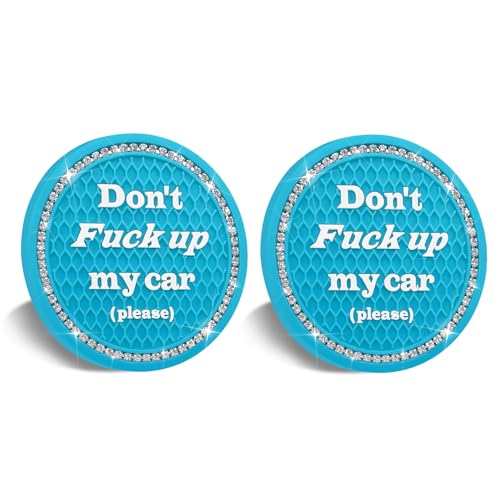 2PCS Bling Car Cup Holder Coaster, 2.75 Inch Anti-Slip Auto Insert Cup Coaster, Universal Interior Decor Accessories Crystal Car Drink Cup Mat Perfect for Women Girls (Light Blue, 2PCS) - color: Light Blue, size: 2PCS