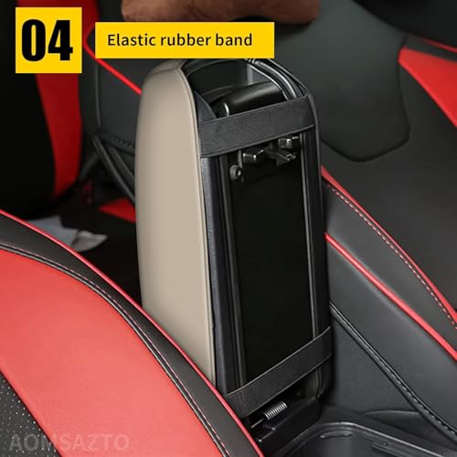 AOMSAZTO Armrest for Hyundai Sonata 2015-2019 Beige Middle Leather Console Covers - color: beige