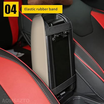 AOMSAZTO Armrest for Hyundai Sonata 2015-2019 Beige Middle Leather Console Covers - color: beige