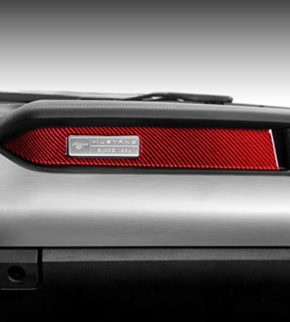 GZXinWei Red Car Interior Decoration Carbon Fiber Strips Instrument Panel Trim Cover Sticker Accessories for Ford Mustang 2015 2016 2017 2018 2019 2020 2021 2022 2023