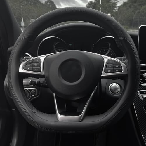 D Shaped Steering Wheel Cover, Flat Bottom Car Wheel Cover 14 1/2-15 inch (37-39 cm), Non-Folding Packaging, Microfiber Leather, Black - color: 3. Flat Bottom, size: D Shaped: Medium 14 1/2''-15''