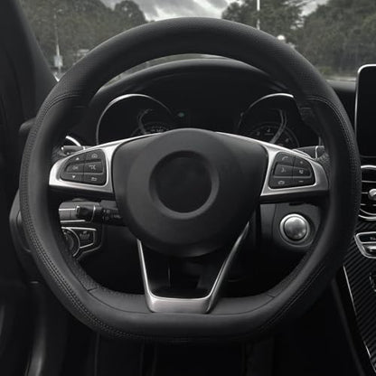 D Shaped Steering Wheel Cover, Flat Bottom Car Wheel Cover 14 1/2-15 inch (37-39 cm), Non-Folding Packaging, Microfiber Leather, Black - color: 3. Flat Bottom, size: D Shaped: Medium 14 1/2''-15''
