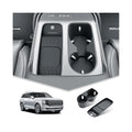 BIBIBO 2Packs for 2026 Hyundai Palisade Center Console Cup Holder 2026 Hyundai Palisade Console Wireless Charging Mats & Console Cup Holder Insert 2026 Palisade Silicone Console Tray 2026 Palisade - color: Black-(Cup Holder+Charging Mats)