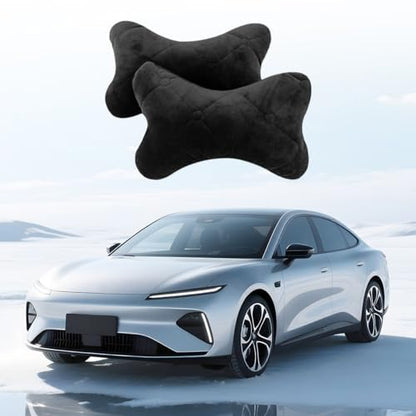 2PCS Car Headrest Pillow, Comfortable Ergonomic Design Vehicle Seat Neck Pillow for Driving Fatigue Relief, Soft Breathable Automotive Interior Head Rest Cushion Pad, Universal Fit (Black) - color: Black