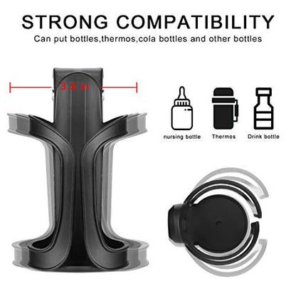 Accmor Stroller Cup Holder, Universal Cup Holder for Uppababy, Nuna, Doona Strollers, 360 ° Rotatable Bottle Holder for Stroller, Wheelchair, Walker - color: black-1pc
