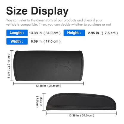 Center Console Armrest Cover for Tesla Model 3 2017-2023 & Model Y 2020-2025 - Black Genuine Leather Armrest Protector, Scratch Resistant Interior | Easy Install Skin with Bonus Key Card Holder - color: Black