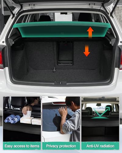 Powerty Cargo Cover for Volkswagen Golf GTI Mk6 2010 2011 2012 2013 2014 Trunk Cover Retractable Trunk Shielding Shade Accessories for VW Golf 6 Cargo Luggage Cover No Gap - size: 8) VW Golf GTI MK6 | 2010-2014