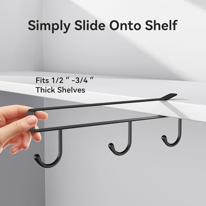 Adhesive Cup Holder Under Cabinet - 3pcs x 6 Hook Coffee Cup Mug Holder for Kitchen, Fit for 1 Inch Thickness Shelf or Less - White