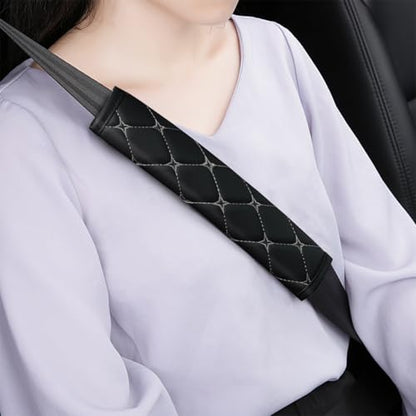 HZEL 2PCS Car Seat Belt Cover, Breathable Leather Automotive Safety Seatbelt Shoulder Strap Protector, Soft Harness Pad to Protect Neck Shoulder, Universal Vehicle Interior Accessories (Gray) - color: Gray