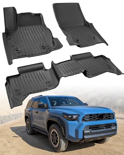 Custom Fit 3 Pcs Floor Mats for Toyota 4Runner 2025 - All-Weather Rubber Mats & Liners - Heavy Duty Car Interior Protection for Pickup Truck, All Weather-Resistant & Easy to Clean - size: for Toyota 4Runner Car Floor Mats 2025-2026