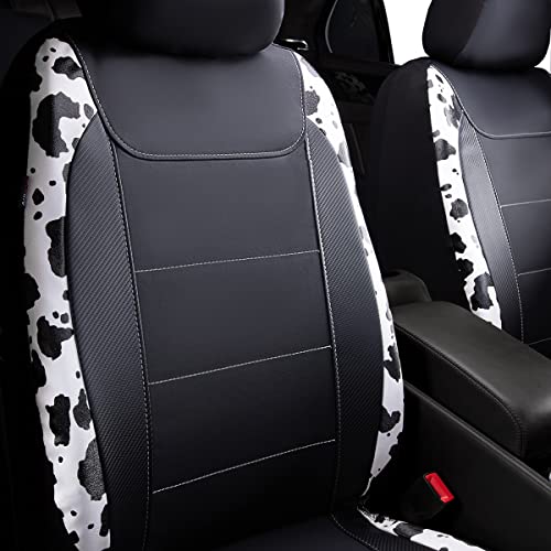 Flying Banner car seat Covers Protects Water Proof Faux Leather Carbon Fiber Fronts Rear Bench Covers (Cow Black, Full Set - Combo Pack) - color: Cow Black, size: Full Set -- Combo Pack