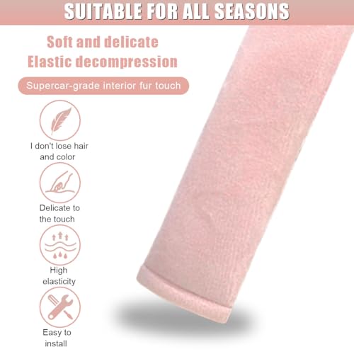 2PCS Car Seat Belt Pads Cover - Soft Fluff Car Seat Belt Shoulder Strap Cover Harness Pad Protect Your Neck - Universal Comfortable Seatbelt Strap Cushion for Most Cars & Backpacks (Pink) - color: Pink