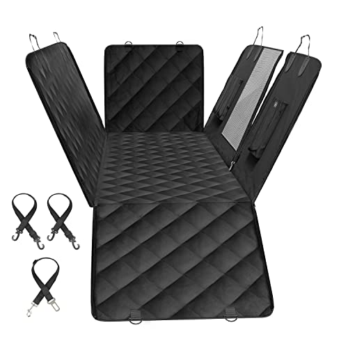Simple Deluxe Dog Car Seat Cover for Back Seat, Waterproof Dog Car Hammock with Mesh Window, Scratchproof & Nonslip Seat Protector for Cars, Trucks, SUVs, Standard