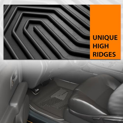 G-PLUS Floor Mats Compatible with Ford F150 2015-2025 Super Crew (Includes 22-24 Lightning Models) w/o Fold Flat Storage TPE All Weather Full Cover Protection 2 Piece,Black - size: 2015-2025|Fit Ford F150 Super Crew|2Pcs