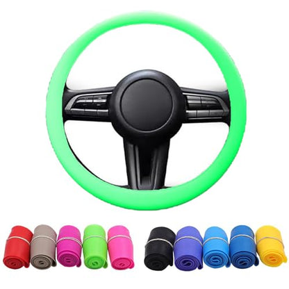 Cool Non-Slip Steering Wheel Protector,Silicone Steering Wheel Cover in Green - color: Green