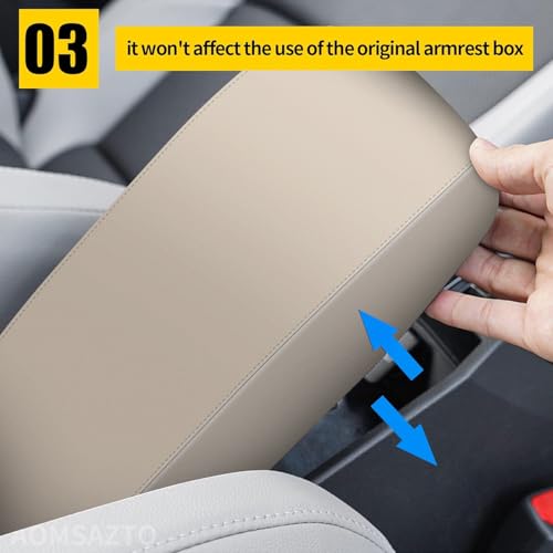 AOMSAZTO Armrest for Hyundai Sonata 2015-2019 Beige Middle Leather Console Covers - color: beige