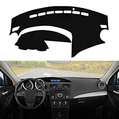 Dashboard Dash Cover Mat Carpet Compatible with 2010-2013 Mazda 3 Sedan/Hatchback/MazdaSpeed 3(Black) - size: 2010-2013 Mazda 3