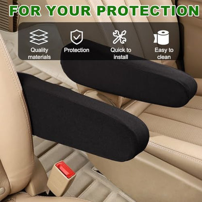 2 PCS Car Front Seat Armrest Covers, Comfortable Front Seat Armrest Protectors, Protective Arm Rest Pair Replacement Fit for Trucks, SUVs, and Vans, Car Accessories (Black)
