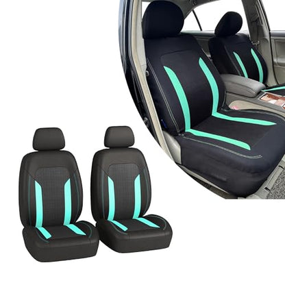 2 Pack Car Front Seat Covers, Breathable Front Seat Headrest Covers, Comfortable Vehicle Seat Headrest Protector with Foam Padding and Retaining Buckle, Universal for RV, SUV, Truck (Green) - color: Green
