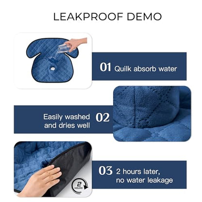 2 Pack Waterproof Piddle Pads Carseat Potty Training Car Seat Protector Waterproof Car Seat Liner Cover to Prevent Pee - color: Navy Blue