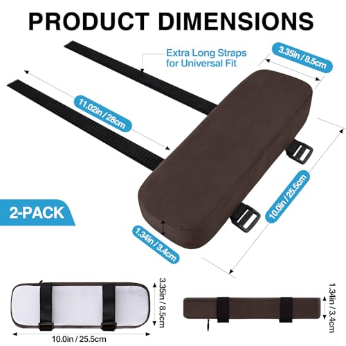 Smiry Ergonomic Office Chair Armrest Pads, Memory Foam Arm Rest Covers, Non-Slip Armrest Cushion with Adjustable Buckles and Straps, Elbow Relief for Desk, Gaming & Wheelchair (Chocolate, Set of 2) - color: Chocolate
