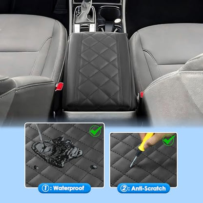 2022-2025 2026 Tucson Center Console Cover for Hyundai Tucson (SE/SEL/SEL Convenience/XRT/N Line/Limited), Waterproof&Cushion Leather Armrest Cover 2023 2024 2025 Tucson Accessories (Padded) - color: (for Tucson) Padded - Leather