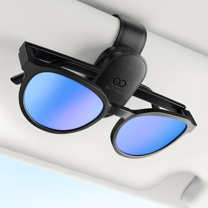 Lamicall Sunglass Holder for Car Visor - [1s One-Hand Access] [Never Fall Secure] Car Sunglass Holder, Anti-Scratch Glasses Visor Clip for All Cars, Non-Slip Car Accessories for Men & Women
