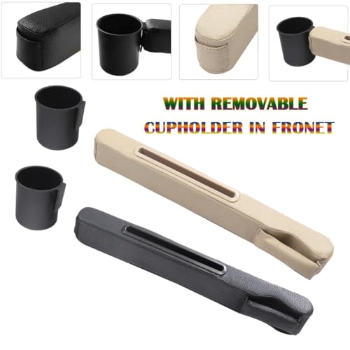 Car Seat Gap Filler 2 Pack,Car Seat Gap Filler Organizer,Car Seat Gap Plug with Storage Slot,3 in 1 Car Seat Gap Filler with Cup Holder,Prevent Small Items from Falling(Black)