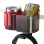 KEMIMOTO Desk Cup Holder with Headphone Hanger, 2 in 1 Caddy Organizer for Office Table, Lawn Chair, Golf Cart, Pontoon Boat, Fit for Most 18-32 oz Bottles - color: Brown