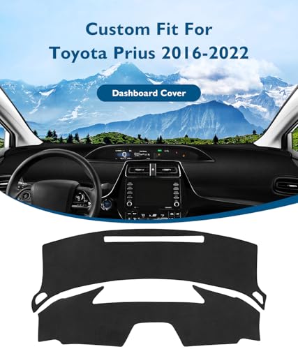 BIBLOZ Dash Cover Mat Fits for Toyota Prius 2016-2022 Accessories Black Flannel Interior Trim Car Dashboard UV Sun Protection - size: 2016-2022 Prius