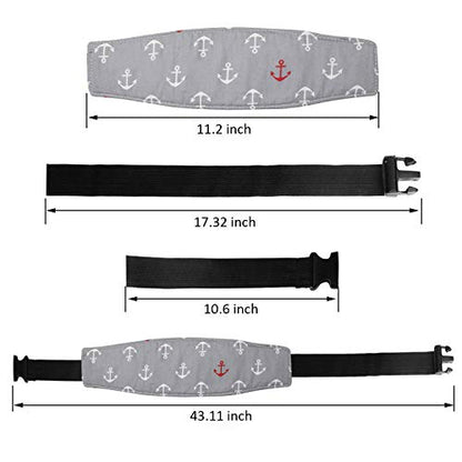 Carseat Head Support,Car seat Straps Pillow Support Ban,Stroller Neck Relief Strap Headrest,Slumber Sling Sleep Positioner (Gery Clouds+Anchor) - color: Gery-3