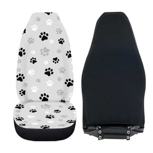 Pehede Car Seat Cover Dog Paw Print Front for Cars, Easy to Install Cover Set, Accessories Auto Trucks Van SUV,2 Packs - color: Multi09