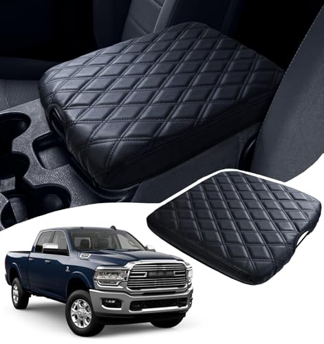 Center Console Armrest Cover for 2013-2018 Ram 1500 & 2013-2024 Dodge Ram 2500/3500/1500 Classic Model, PU Leather Middle Console Cover Protector Pad Interior Accessories, Jump Seat Console Only - color: Jump Seat Ram 2013+