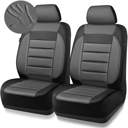 CAR PASS Car Seat Covers Front Seats Only, Universal Fit Automotive Interior Waterproof 3D Foam Back Support Car Seat Covers for Trucks Vans and SUVs Airbag compatible 2 Pieces black gray grey - color: Gray Two Front