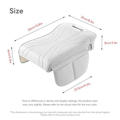 Car Armrest Pad, Universal Armrest Cushion Pad, Leather Armrest Box Pad (Without Cup Holder, White-B) - color: Without cup holder, White-B