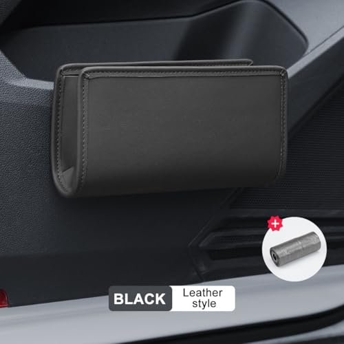 Car Seat Side Storage Pocket, Leather Hanging Foldable Multifunctional Vehicle Front Door Back Organizer Box, Waterproof Auto Interior Organizing Container, Universal fit(Black)