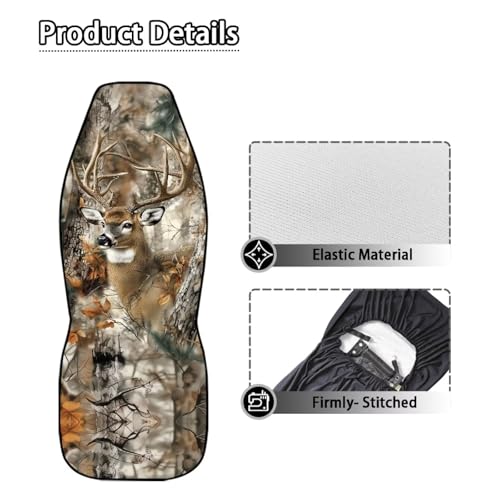 Deer Seat Cover for Cars Washable Hunting Forest Car Seat Covers Front Seats Full Protection Auto Interior Covers Easy Installation Compatible with Most Cars,SUV,Sedan - color: Deer Hunting Forest