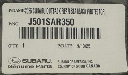 Subaru 2026 Outback Rear Back Seat Cover Protector J501SAR350 Genuine OEM