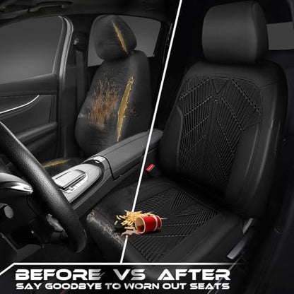 CAR PASS Waterproof Car seat covers Front Seats covers Neoprene Wetsuit, All-Weather Non-Slip Durable, Universal Fit for SUV Sedans Trucks Vans Automotive, Armrest Airbag Compatible, 3D Emboss 2 Black - color: ALL Black-Front Seat, size: Two Front