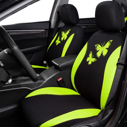 Flying Banner Butterfly car seat Covers ful Set Fashion Universal Lady Woman Female Rear Bench Split Colorized (Green, Full Set) - color: Green, size: Full set