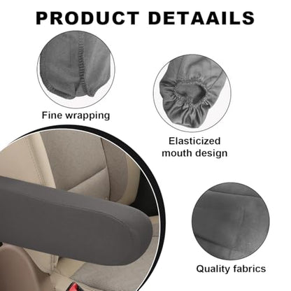 KVAEY 2 PCS Car Front Seat Armrest Covers, Elastic Fabric Stretch Car Seat Armrest Protectors, Soft Front Seat Armrest Cover Replacement, Universal Vehicle Accessories for Cars (Gray) - color: Gray