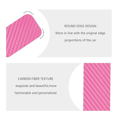 4PCS Car Door Sill Protector with Scraper,Carbon Fiber Car Door Protector Edge Guards for Front Rear Door Sills,Universal Anti-Scratch Car Door Threshold Strips (Pink)
