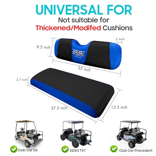 10L0L Golf Cart Seat Covers, Super Comfort Cooler Than Vinyl Seat Cover, Front and Rear Seat Cover for Yamaha EZGO Club Car, No Drilling Breathable Mesh Bench Seat Blanket, Machine Washable - color: Black + Blue, style: Rear Seat - Universal for Yamaha EZ