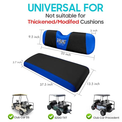10L0L Golf Cart Seat Covers, Super Comfort Cooler Than Vinyl Seat Cover, Front and Rear Seat Cover for Yamaha EZGO Club Car, No Drilling Breathable Mesh Bench Seat Blanket, Machine Washable - color: Black + Blue, style: Rear Seat - Universal for Yamaha EZ