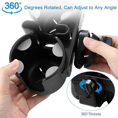 Accmor Stroller Cup Holder with Phone Holder, Bike Cup Holder, Universal Cup Holder for Uppababy Nuna Doona Strollers, 2-in-1 Cup Holder for Walker, Wheelchair, Scooter - color: Double Holder-Other Shape