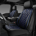 CAR PASS Piping Luxury PU Leather Two Front Car Seat Covers,Waterproof Anti- Slip Seat Covers Compatible with Front Seat Armrests,Universal Fit for Suvs,Vans,Trucks,Airbag Compatible(Black and Blue) - color: Black and Blue, size: Two Front
